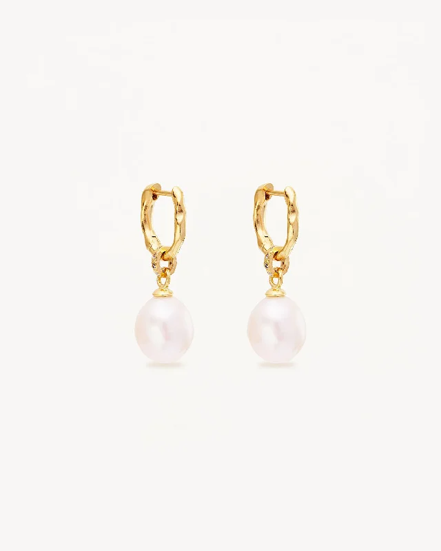 18k Gold Vermeil Embrace Stillness Pearl Hoops