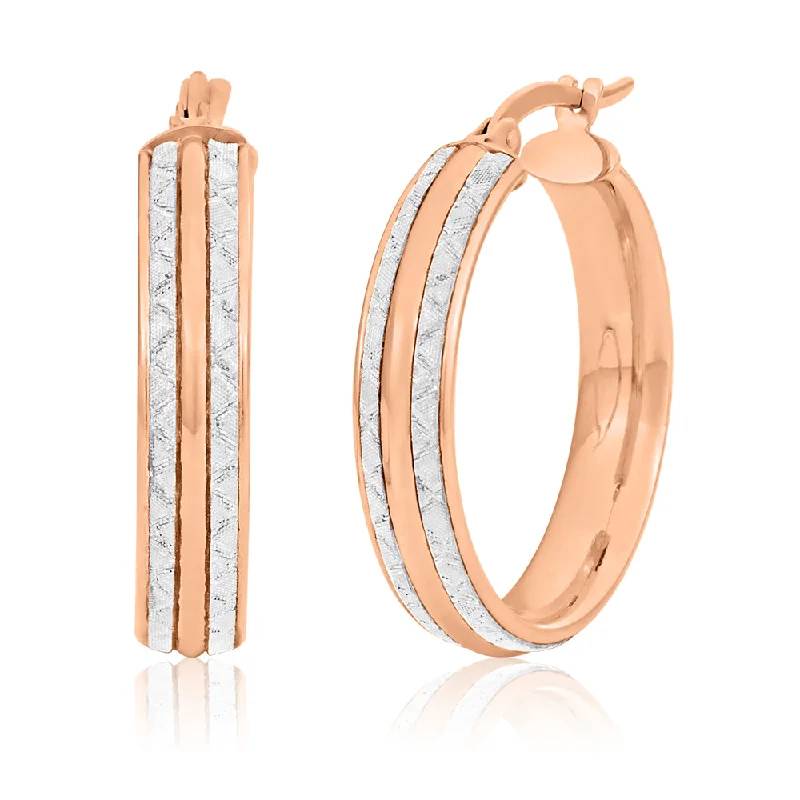 9ct Rose Gold Silver filled  stardust Hoops