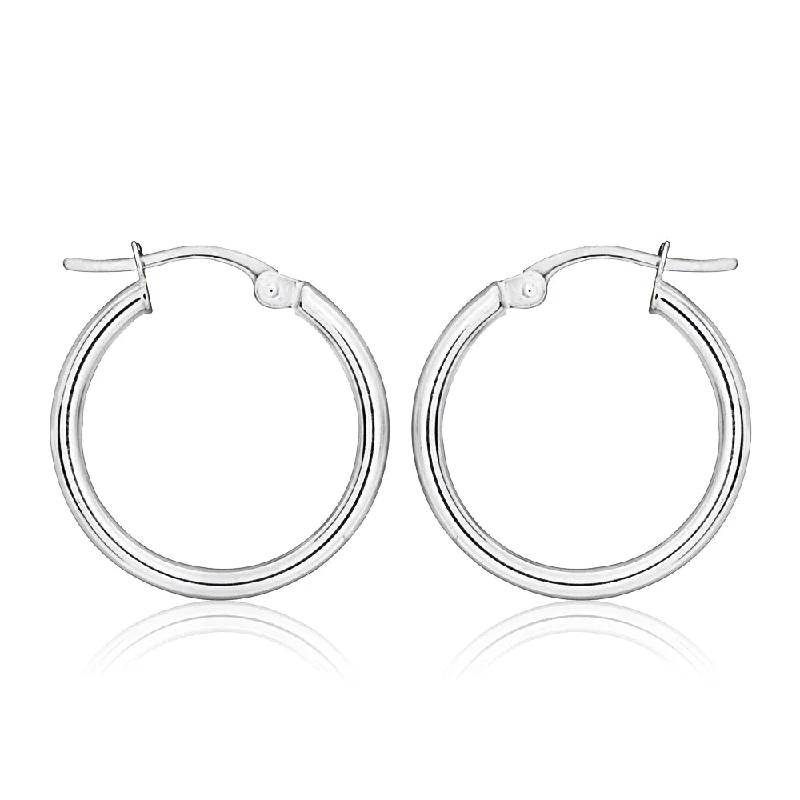 9ct White Gold Plain 30mm Hoops