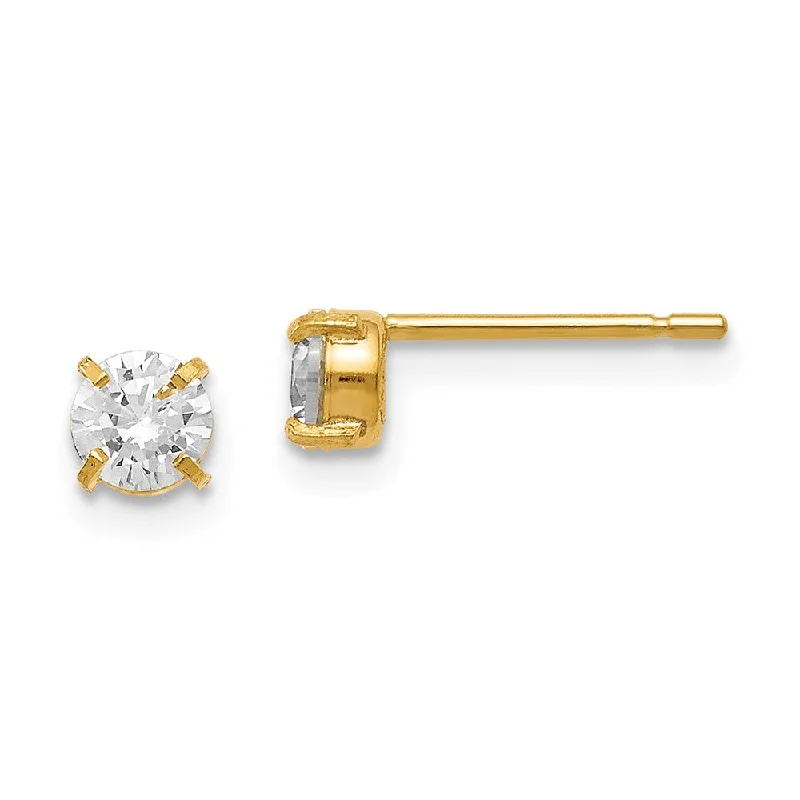 4mm Cubic Zirconia Stud Earrings in 14k Yellow Gold