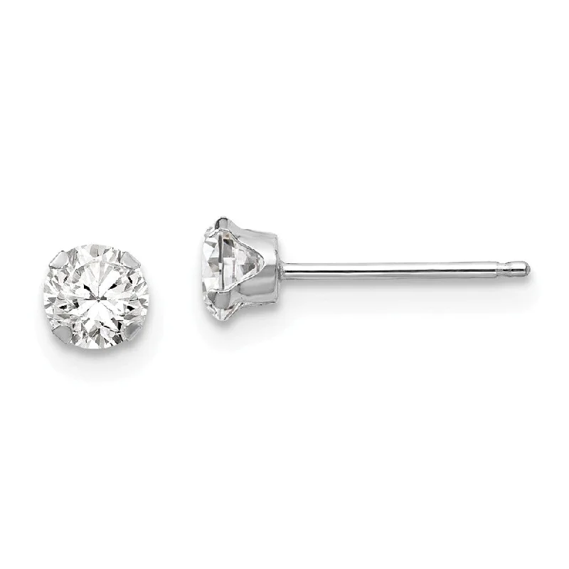 4mm Round Cubic Zirconia Stud Earrings in 14k White Gold