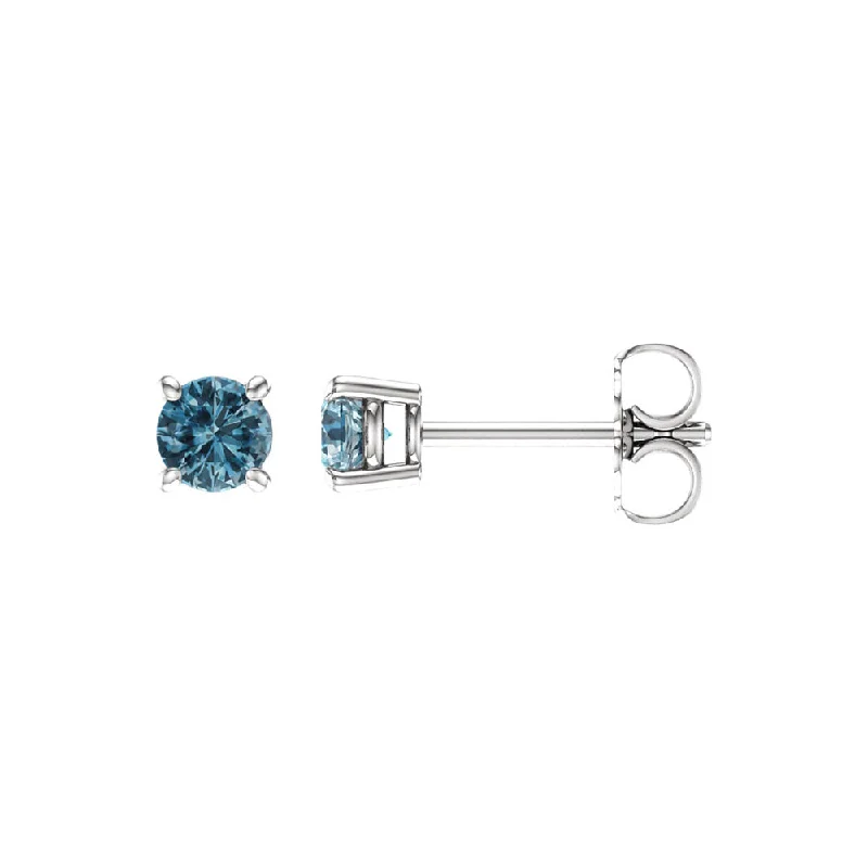 4mm Round Sky Blue Topaz Stud Earrings in 14k White Gold