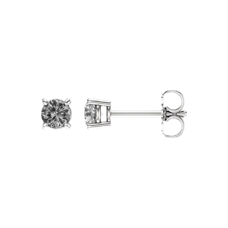 4mm Round White Sapphire Stud Earrings in 14k White Gold