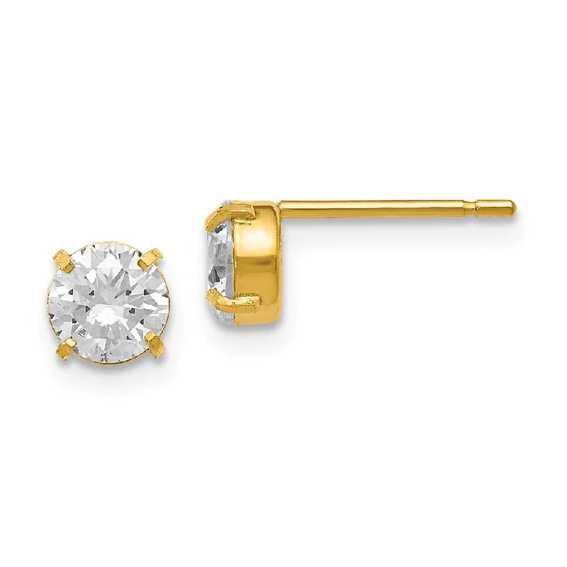 5mm Cubic Zirconia Stud Earrings in 14k Yellow Gold