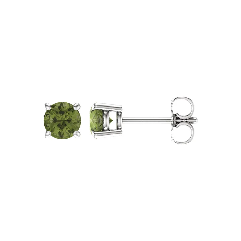 5mm Round Peridot Stud Earrings in 14k White Gold