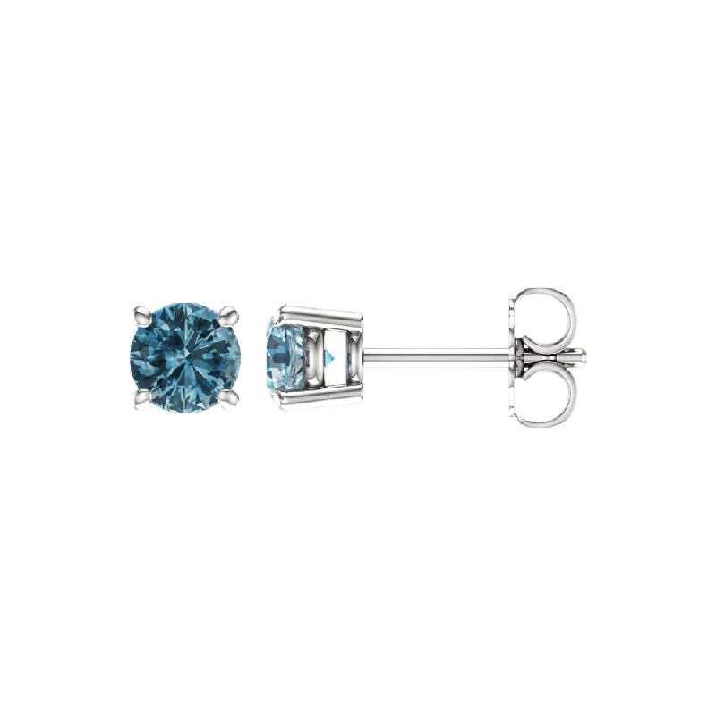 5mm Round Sky Blue Topaz Stud Earrings in 14k White Gold