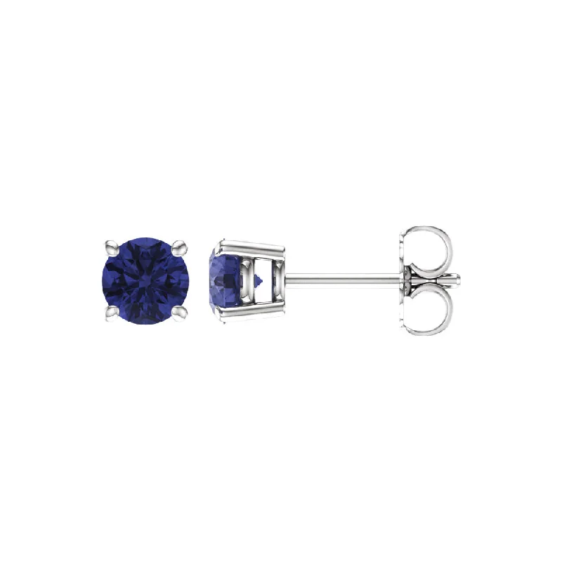 5mm Round Tanzanite Stud Earrings in 14k White Gold