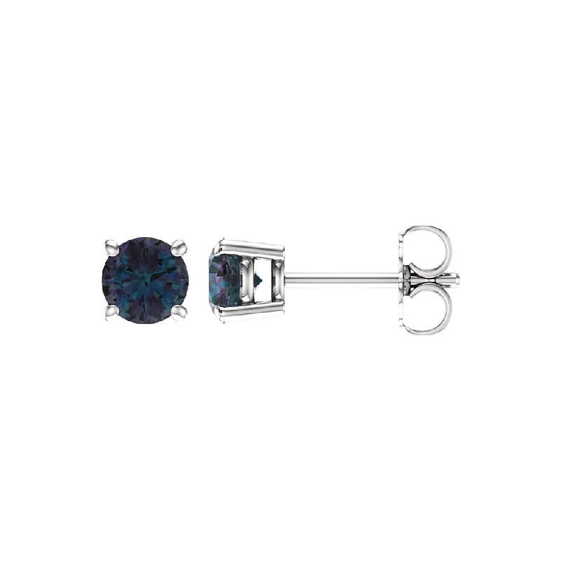 5mm Stud Earrings in 14k White Gold with Lab Created Alexandrite