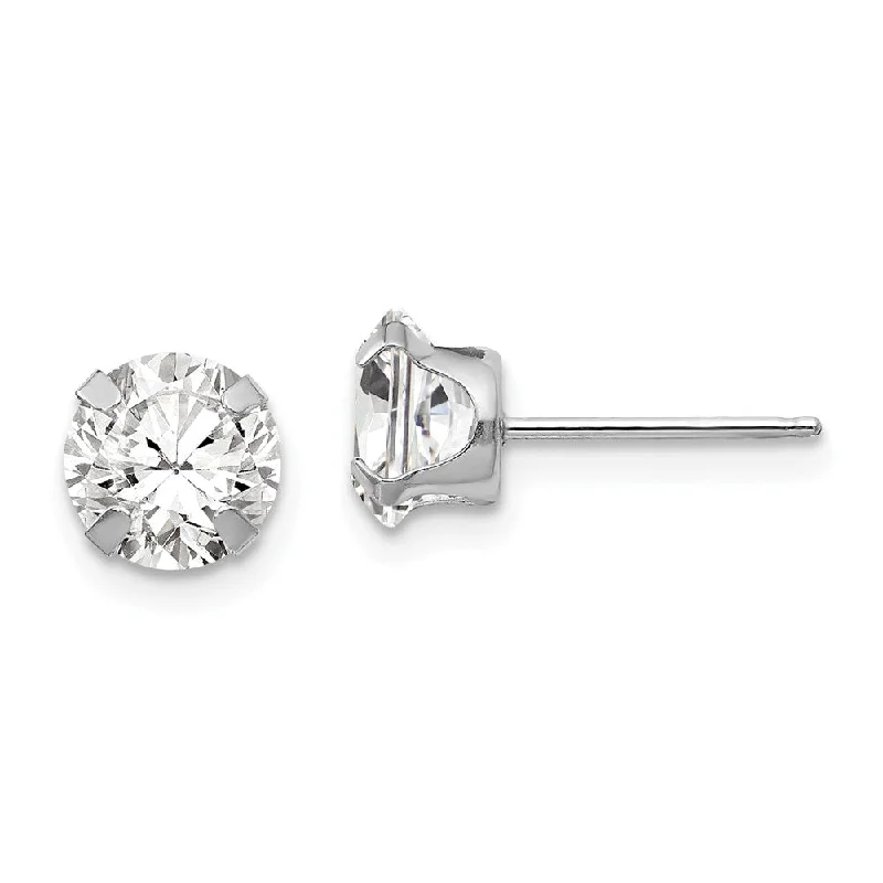 6.5mm Round Cubic Zirconia Stud Earrings in 14k White Gold