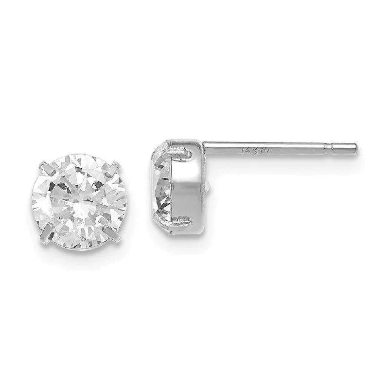 6mm Cubic Zirconia Stud Earrings in 14k White Gold