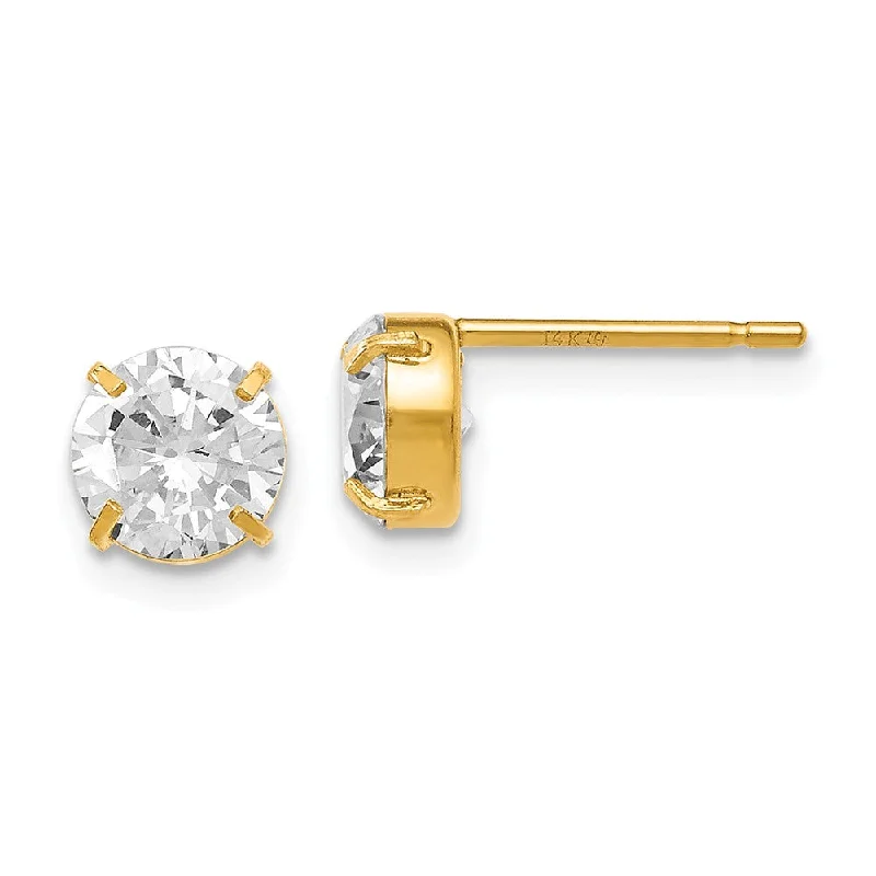 6mm Cubic Zirconia Stud Earrings in 14k Yellow Gold