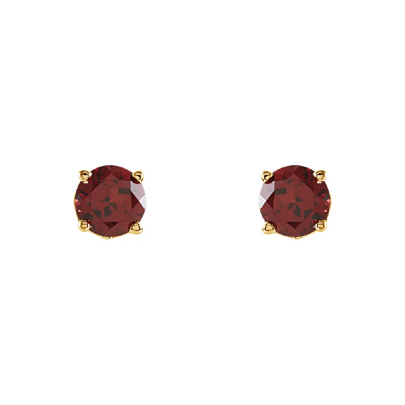 6mm Mozambique Garnet Stud Earrings in 14k Yellow Gold