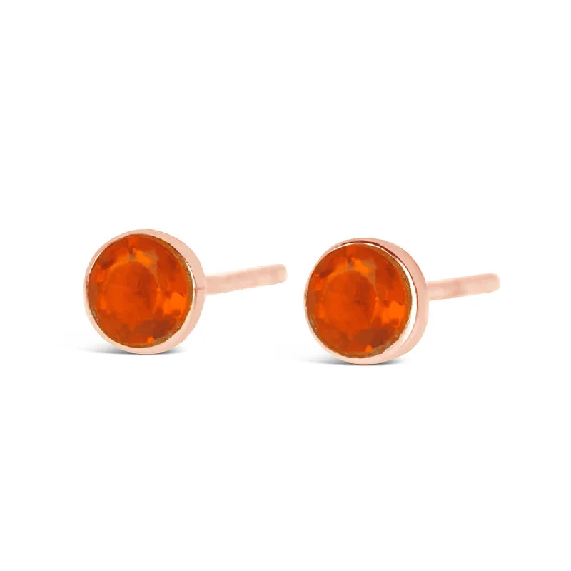 Carnelian Mini Stud Earrings Rose Gold July Birthstone