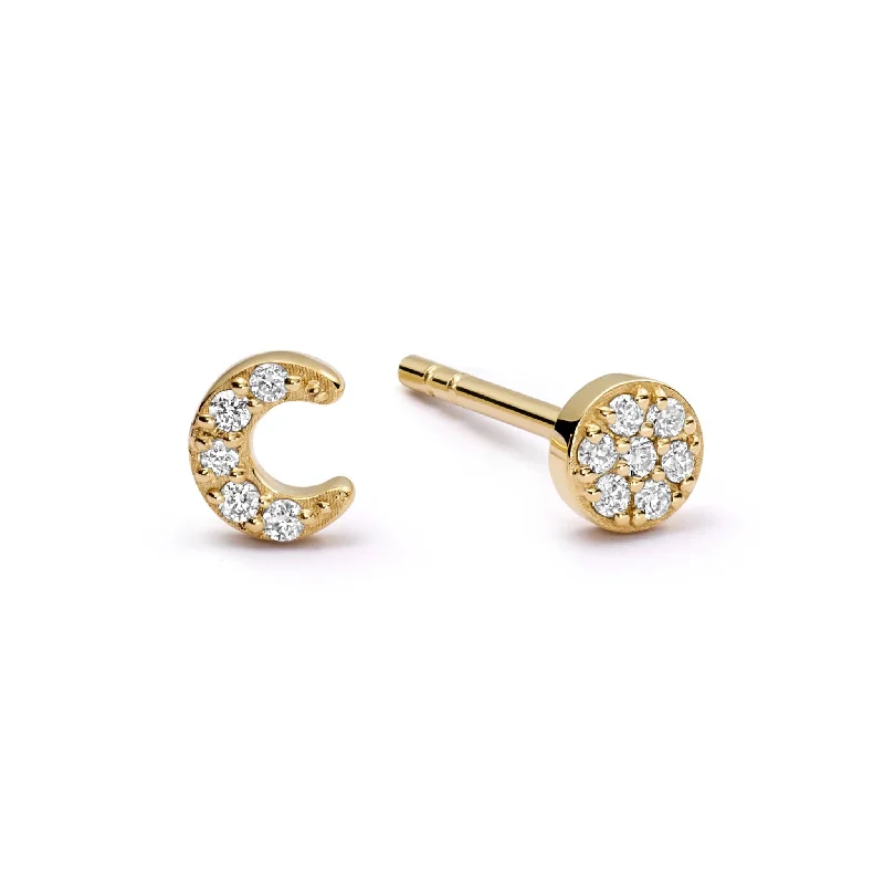 Estée Lalonde Fine Diamond Luna Stud Earrings 14ct Solid Gold