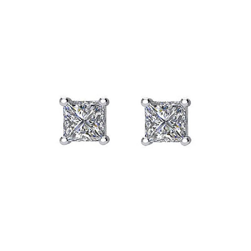 Princess Cut Diamond (G-H, SI2-SI3) Stud Earrings in 14k White Gold