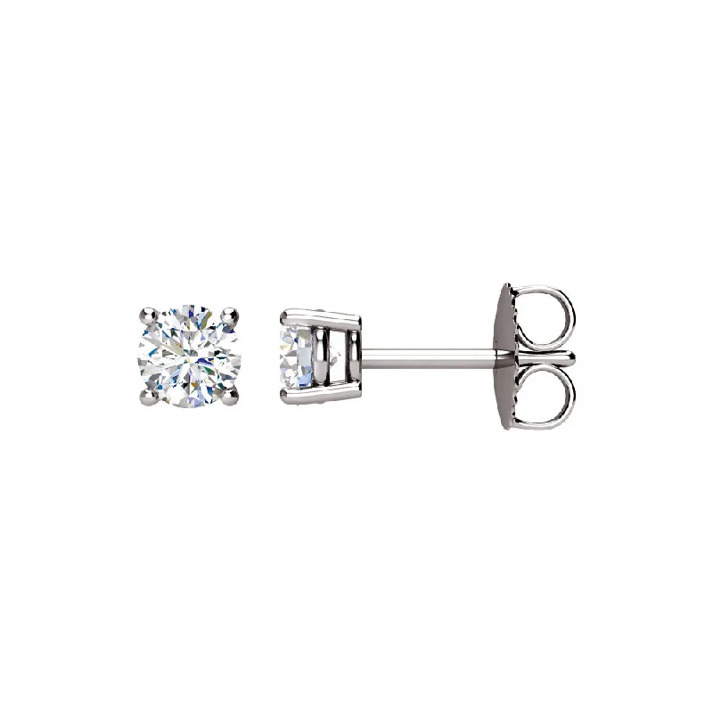 Round 3/4 Cttw Basket Style Diamond Stud Earrings in 14k White Gold