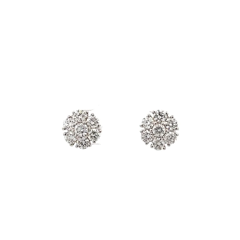 1.40CT DIAMOND FLOWER CLUSTER EARRINGS