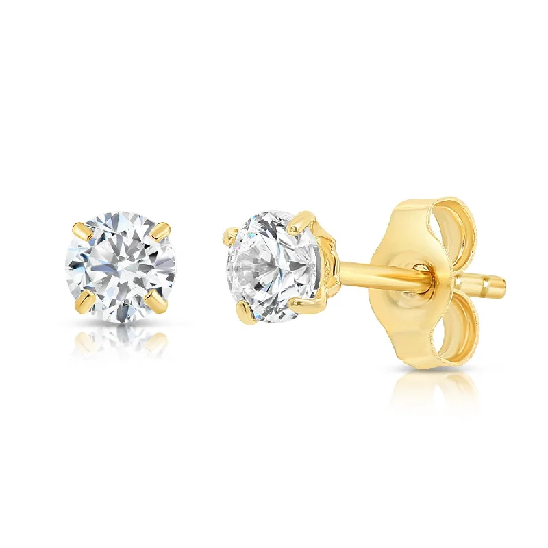 10K Yellow Gold Classic Solitaire Stud Earrings with Pushbacks