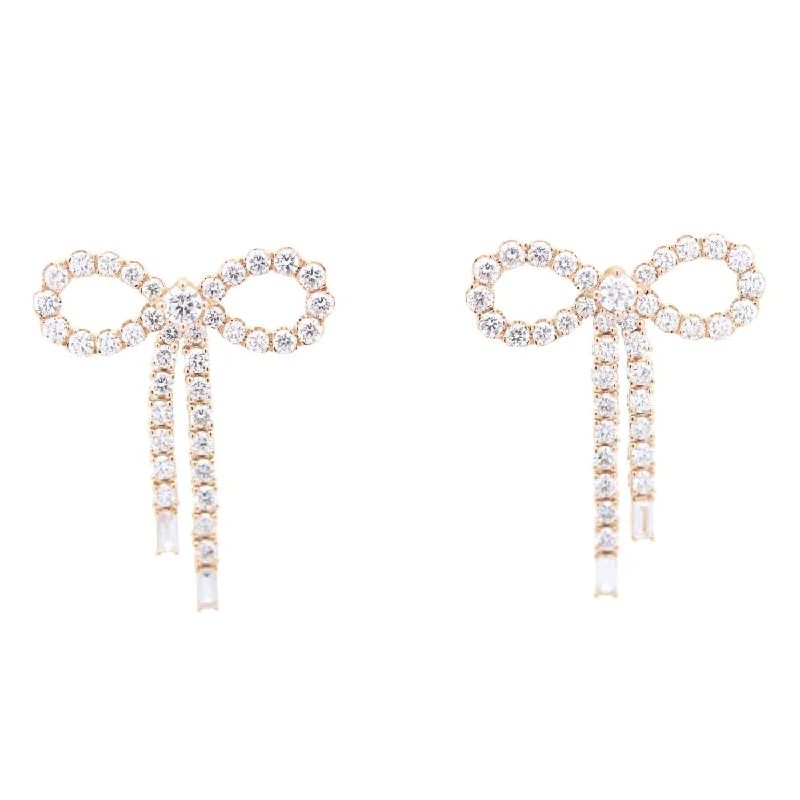 14K DIAMOND BOW EARRINGS