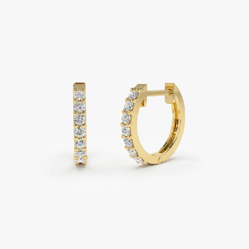 14K Gold Diamond Hoop Earrings