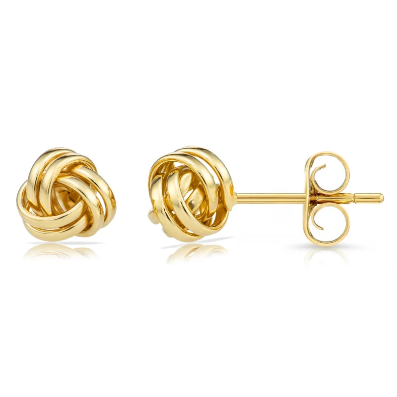 14k Gold Polished Love Knot Stud Earrings, 7mm