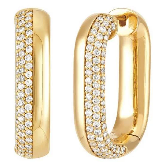 14K PAVE DIAMOND HOOP EARRINGS