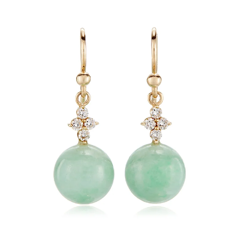 Belgravia Earrings in Apple Green Jade & Diamonds