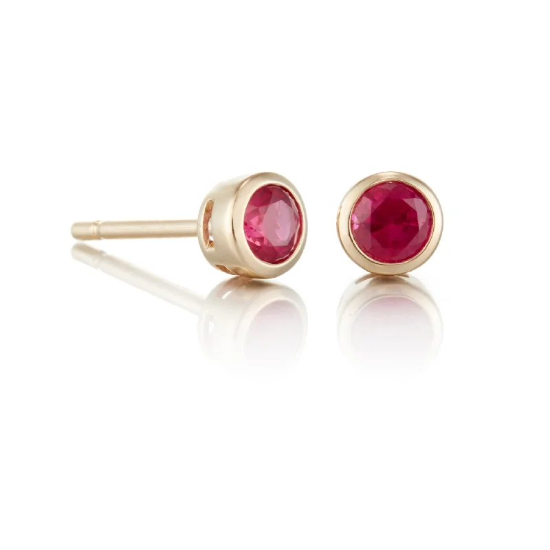 Mini Dot Earrings in Rubies