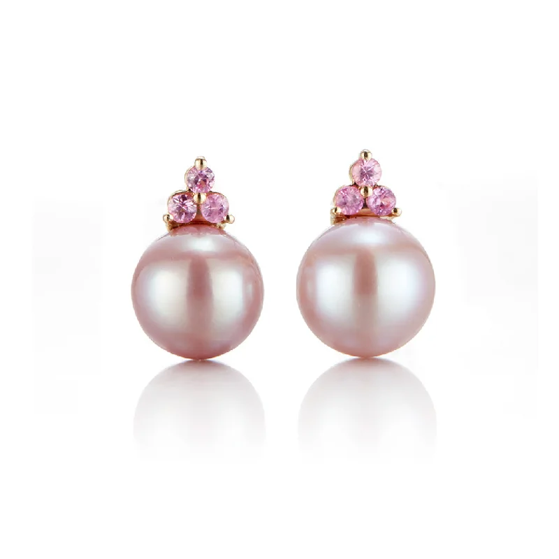 Madison Earrings in Pink Pearls & Pink Sapphires