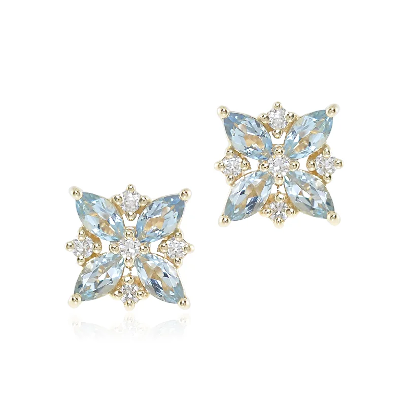 Celeste Earrings in Aquamarine & Diamonds