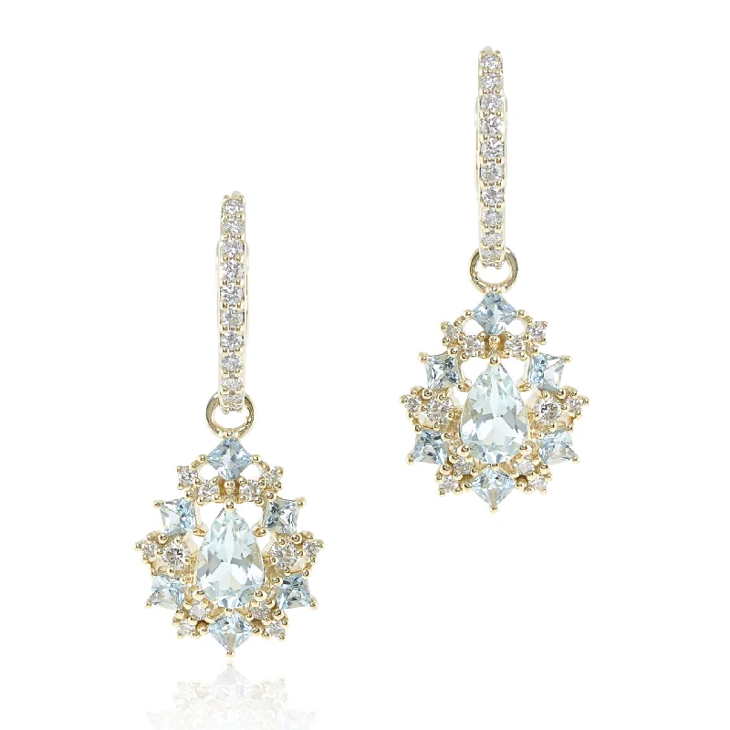 Juliette Earrings in Aquamarine & Diamonds