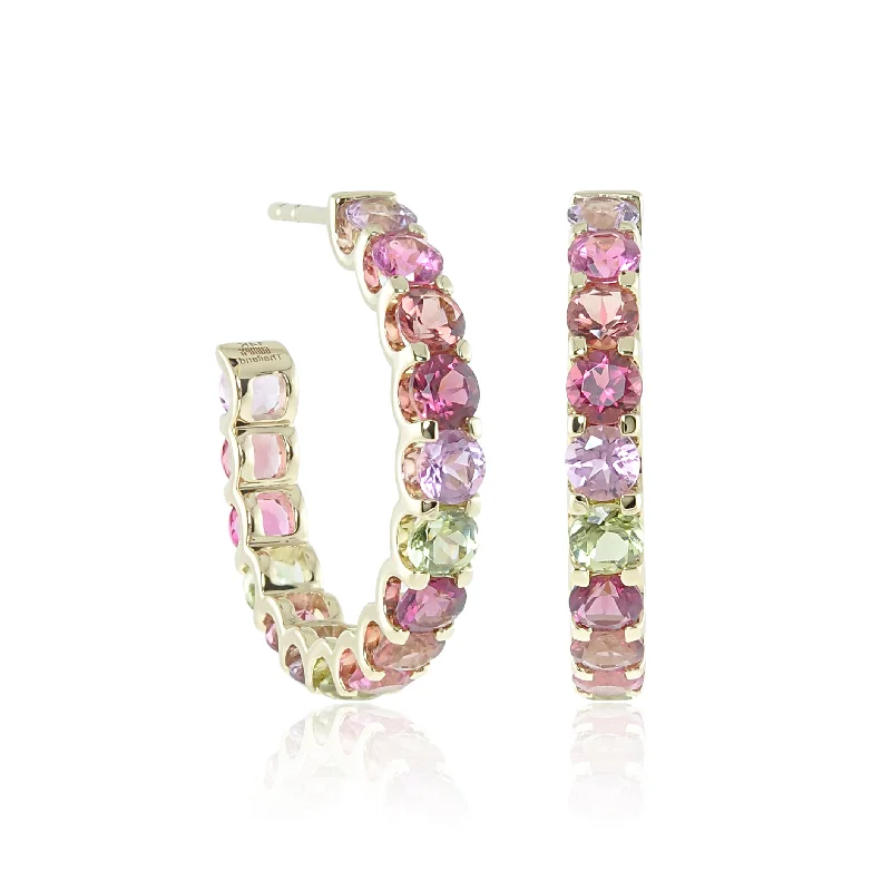 Gemmy Hoop Earrings in Rainbow Tourmaline