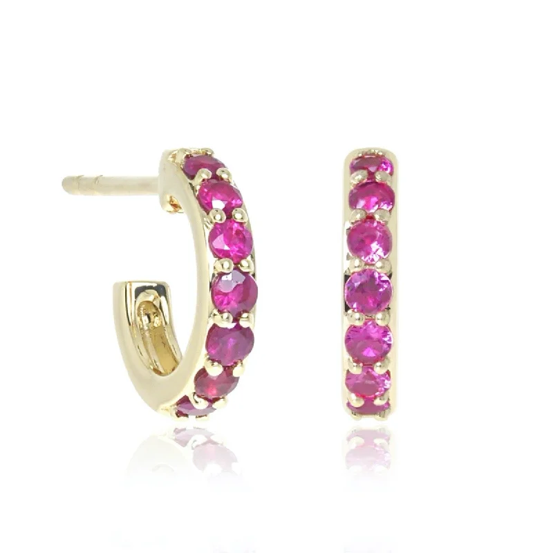 Huggie Hoop Earrings in Rubies