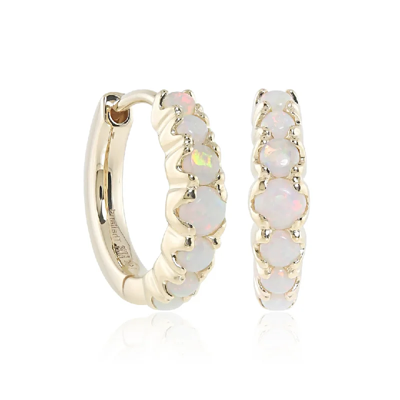 Huggie Hoop Earrings in Graduated Opals