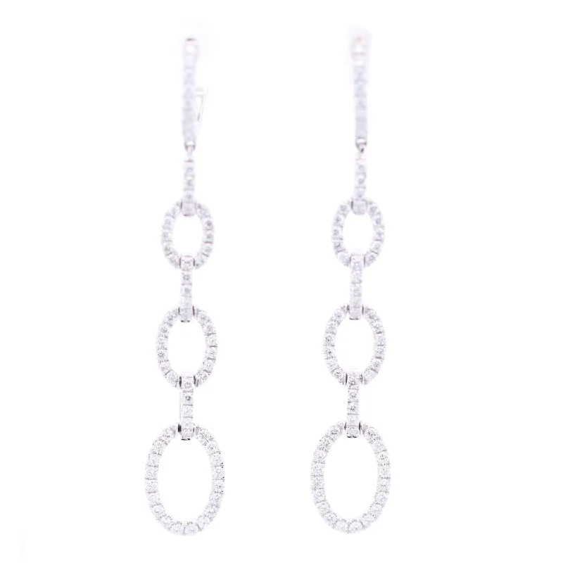 18K DIAMOND OVAL DANGLE EARRINGS