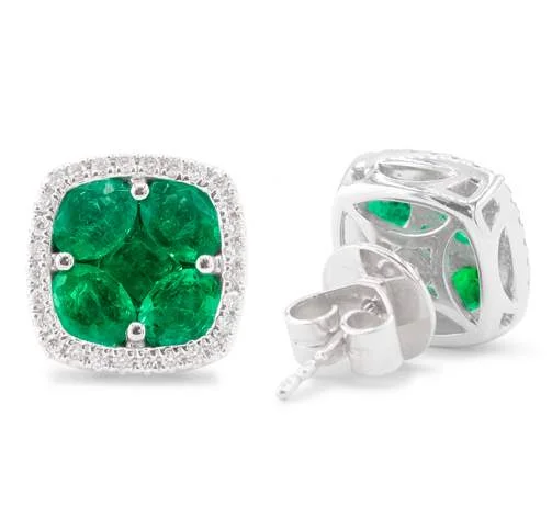 18K EMERALD DIAMOND EARRINGS