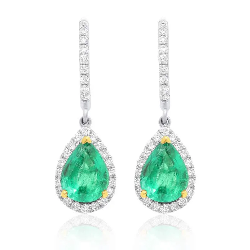 18K EMERALD DIAMOND EARRINGS