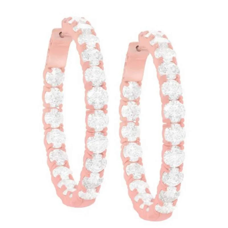 18K PINK DIAMOND HOOP EARRINGS