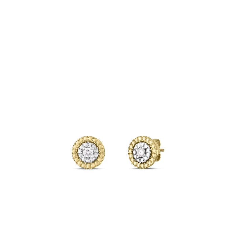 18KT GOLD ROBERTO COIN DIAMOND DOT EARRINGS.