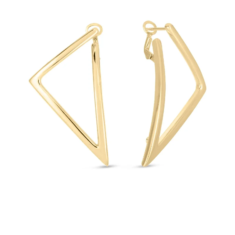 18KT GOLD ROBERTO COIN TRIANGLE EARRINGS.