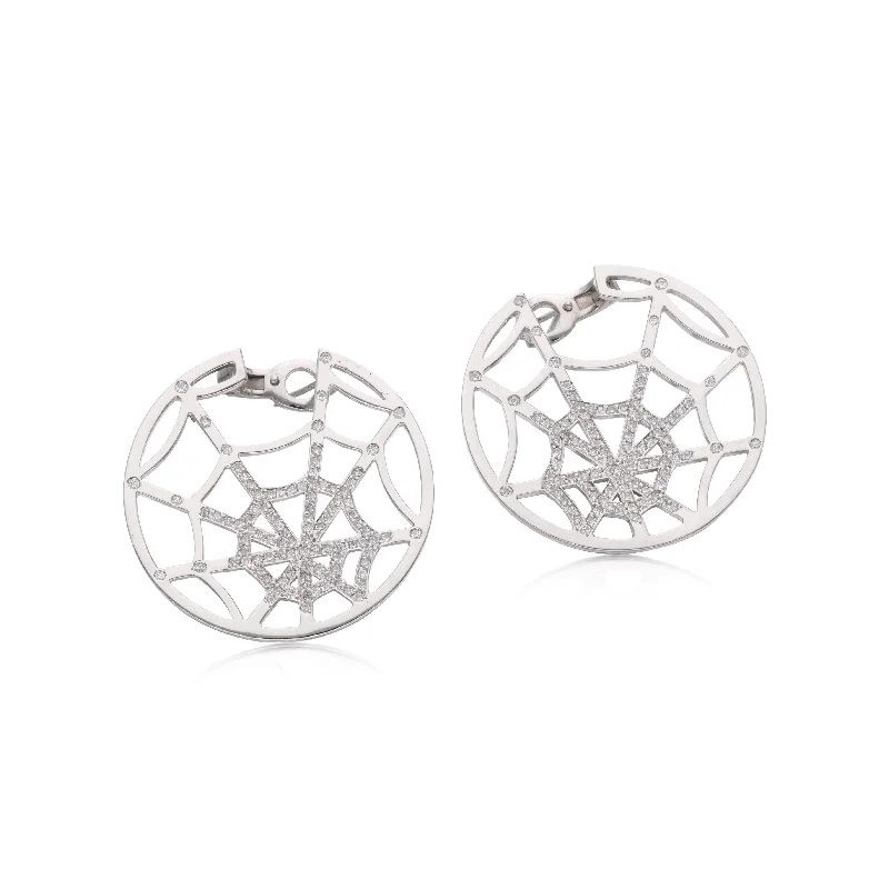 18KT WHITE GOLD CHAUMET SPIDER WEB EARRINGS