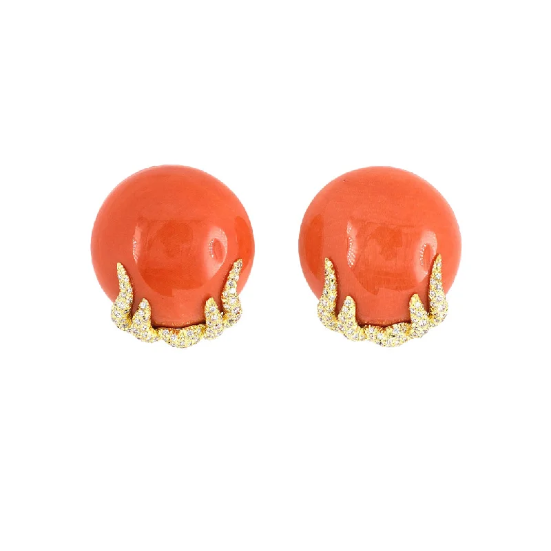 Dunay Coral & Diamond Earrings