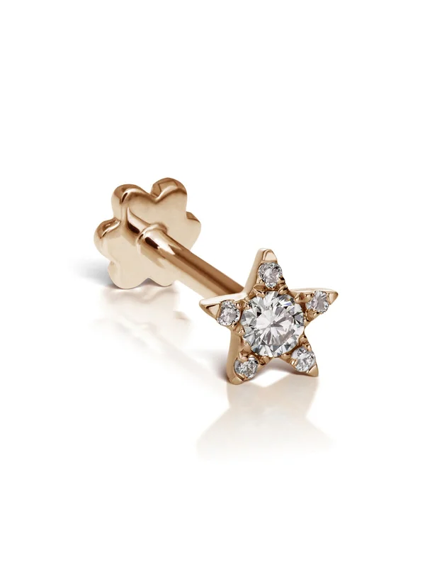 4.5mm Diamond Star Rose Gold Single Earring