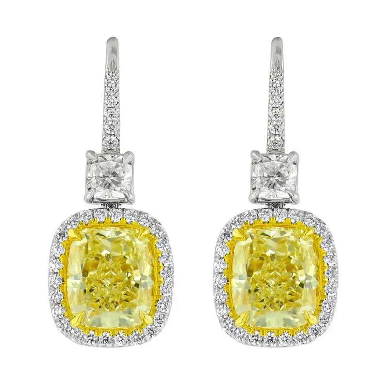 8.22ctw YELLOW DIAMOND EARRINGS