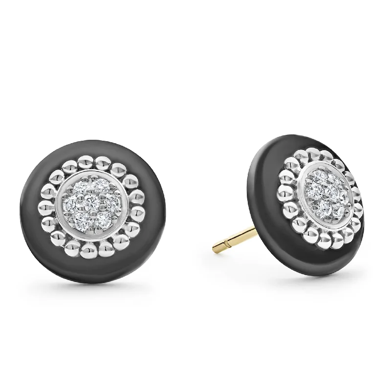 Black Caviar Ceramic Diamond Stud Earrings