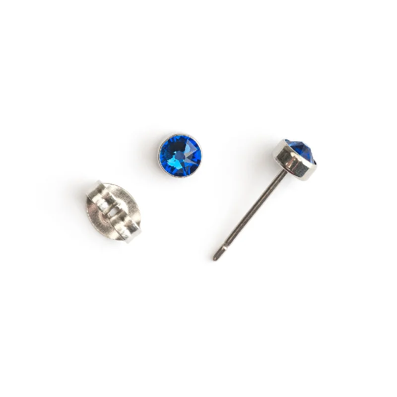 Blue Titanium Stud Earrings