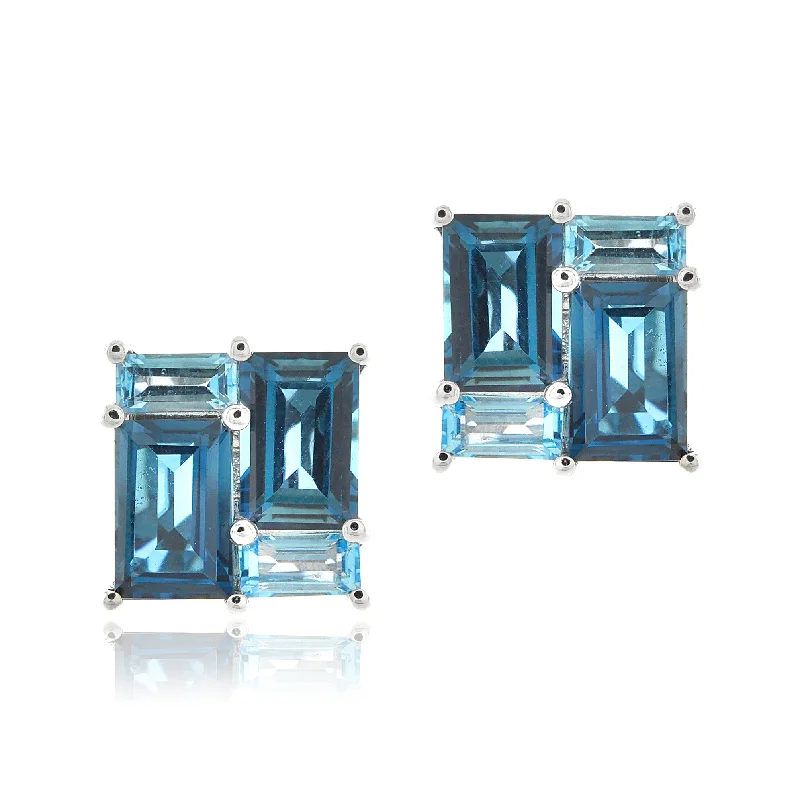 Blue Topaz Mosaic Earrings