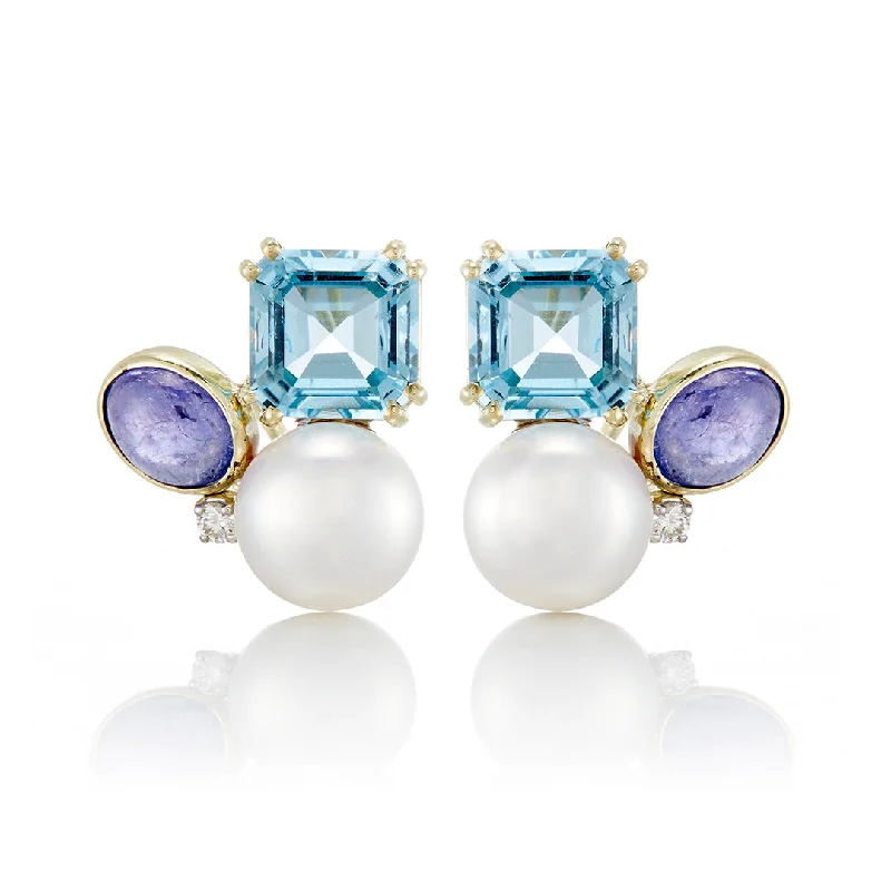 Pearl & Gemstone Cluster Earrings