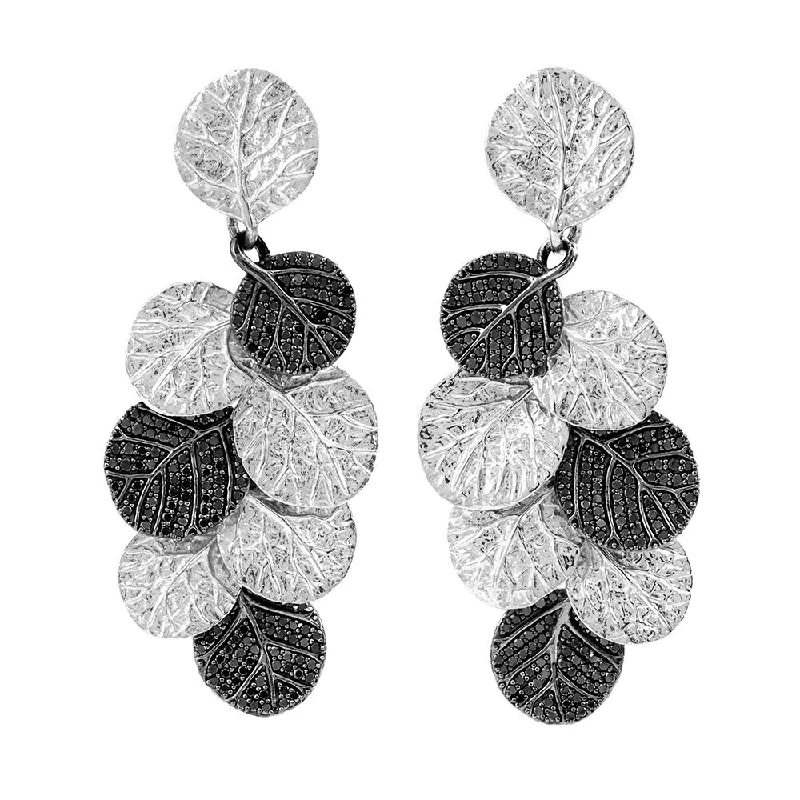 Botanical Leaf Earrings with Diamonds