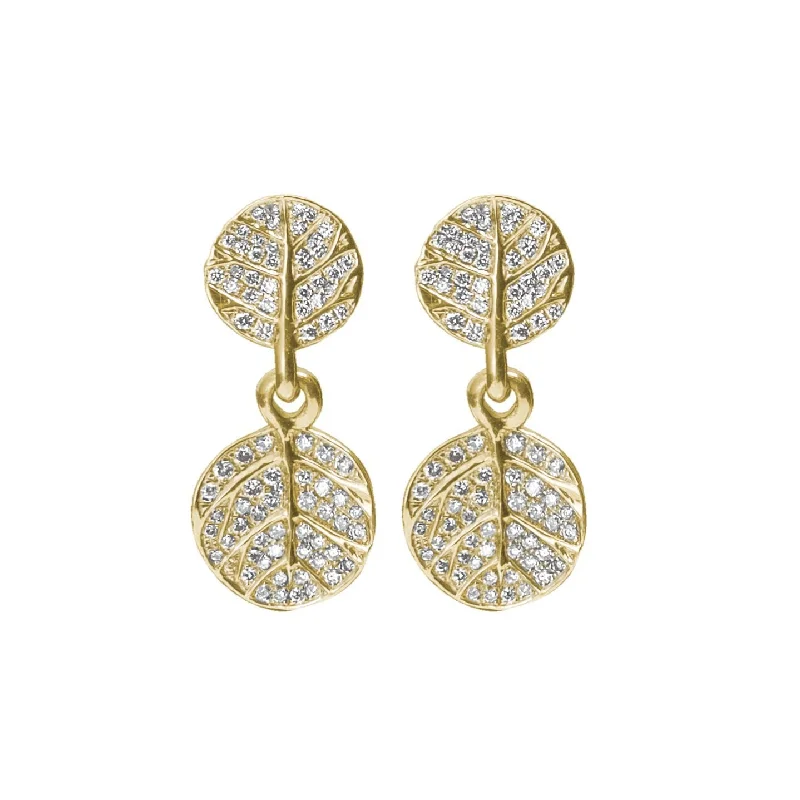 Botanical Leaf Earrings with Diamonds